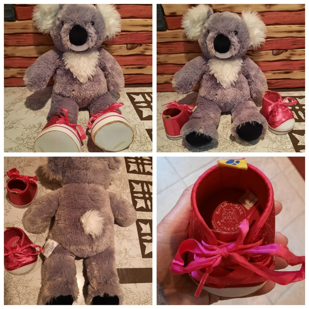 Build a Bear brown plush Koala pink sneakers